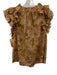 Ulla Johnson Size 0 Yellow Brown White Cotton Blend Floral Ruffle Cap Sleeve Top Yellow Brown White / 0