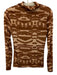 Ulla Johnson Size S Beige & Brown Rayon Blend Long Sleeve Printed Mock Neck Top Beige & Brown / S