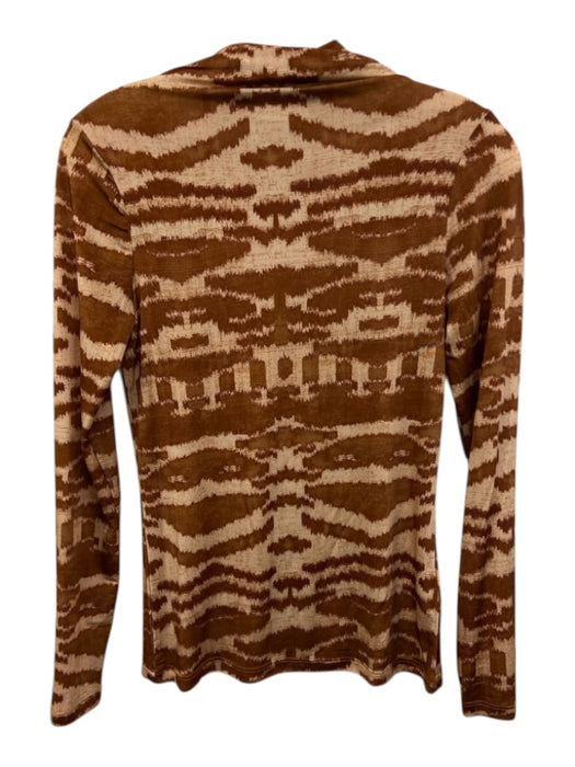Ulla Johnson Size S Beige & Brown Rayon Blend Long Sleeve Printed Mock Neck Top Beige & Brown / S