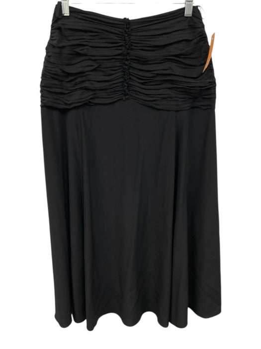 Ulla Johnson Size 0 Black Silk Ruched Gathered Pleating Draped Detail Midi Skirt Black / 0
