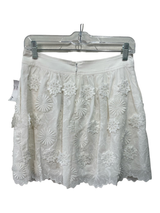 Milly Size Small White Cotton Blend Short Sleeve Floral Embroidery Skirt Set White / Small