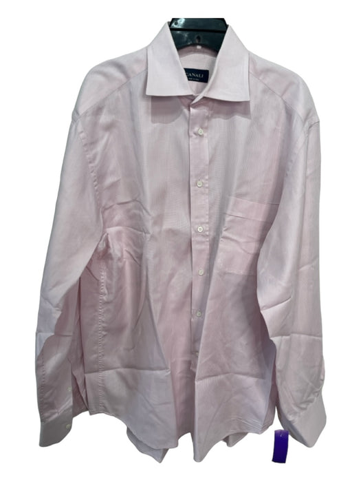 Canali NWT Size 16 Pink Cotton Solid Button Down Men's Long Sleeve Shirt 16