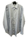 Zegna Size 16 Light Blue & White Cotton Striped Button Down Long Sleeve Shirt 16