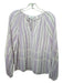 Tanya Taylor Size XS White & Purple Cotton Striped Tie Neck Long Sleeve Top White & Purple / XS