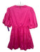 Jason Wu Size 2 Pink Cotton Round Neck Short Puff Sleeve Back Zip Ruffle Dress Pink / 2