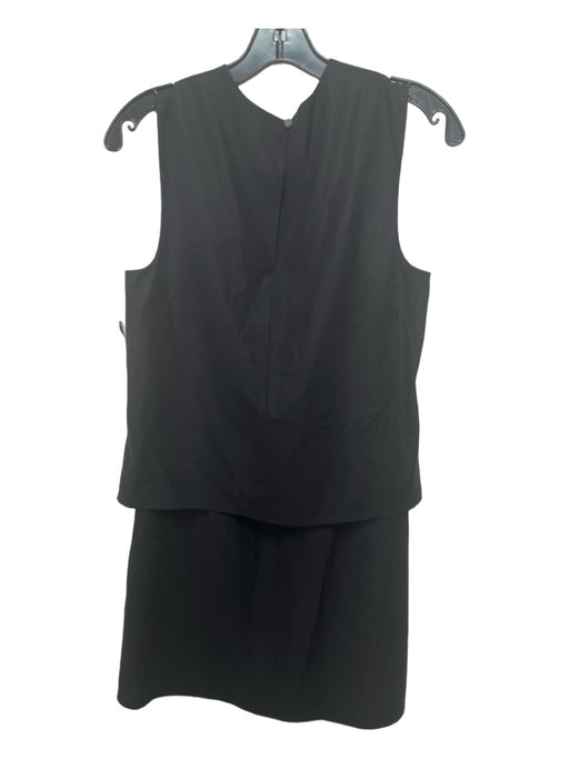 Theory Size 4 Black Cotton Round Neck Sleeveless Pop Over Above Knee Dress Black / 4