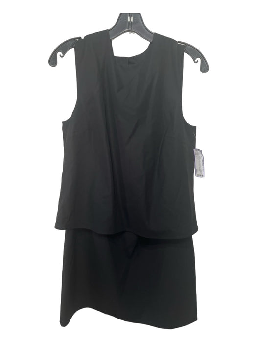 Theory Size 4 Black Cotton Round Neck Sleeveless Pop Over Above Knee Dress Black / 4