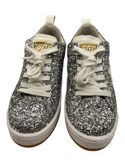 Golden Goose Shoe Size 37 Silver & White Leather Upper Glitter Star Sneakers Silver & White / 37