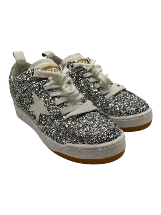 Golden Goose Shoe Size 37 Silver & White Leather Upper Glitter Star Sneakers Silver & White / 37