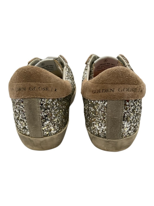 Golden Goose Shoe Size 37 Silver & Beige Leather Upper Glitter Star Sneakers Silver & Beige / 37