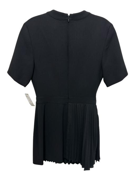 Simkhai Size 2 Black Acetate Blend Short Sleeve Pleated Faux Wrap Darted Dress Black / 2