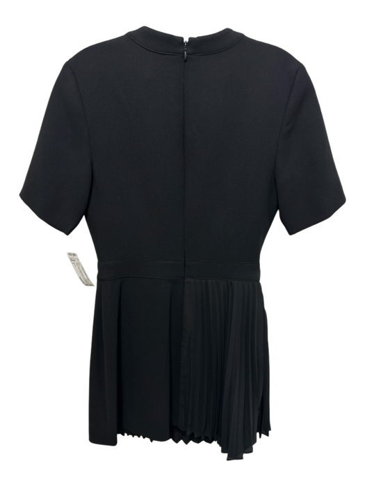 Simkhai Size 2 Black Acetate Blend Short Sleeve Pleated Faux Wrap Darted Dress Black / 2