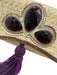 Anya Hindmarch Beige & Purple Raffia Beads Woven Tassel Clutch Bag Beige & Purple / Mini