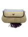 Anya Hindmarch Beige & Purple Raffia Beads Woven Tassel Clutch Bag Beige & Purple / Mini