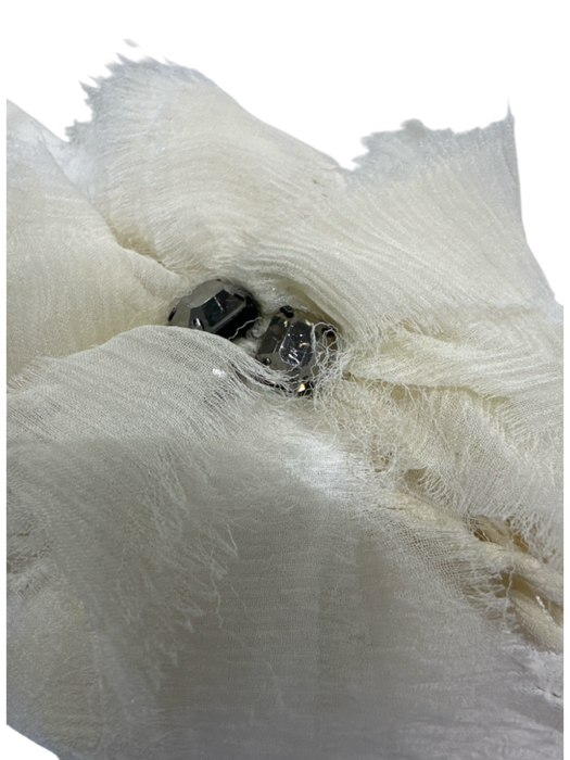 Lanvin Cream Silk Flap Flower Mirror Attachment Clutch Bag Cream / Mini