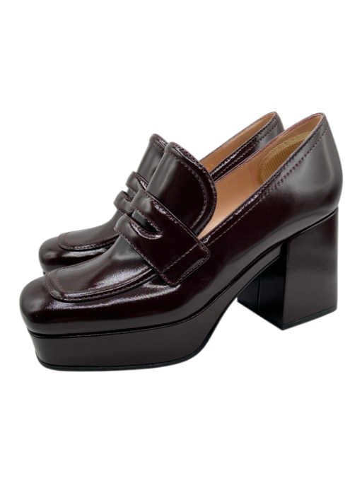Gianvito Rossi Shoe Size 36.5 Brown Leather Upper Penny Loafer Platform Pumps Brown / 36.5