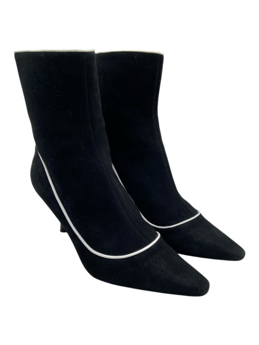 Fabrizio Viti Shoe Size 37 Black & White Leather Suede Pointed Toe Booties Black & White / 37