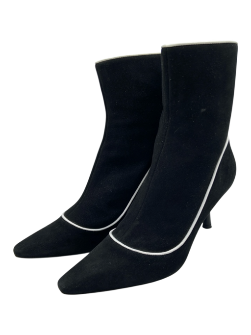 Fabrizio Viti Shoe Size 37 Black & White Leather Suede Pointed Toe Booties Black & White / 37