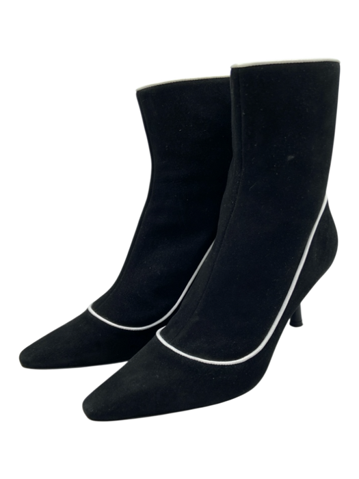 Fabrizio Viti Shoe Size 37 Black & White Leather Suede Pointed Toe Booties Black & White / 37