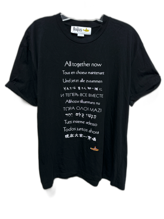 Stella McCartney Size 42 Black & White Cotton Short Sleeve Text Embroidered Top Black & White / 42