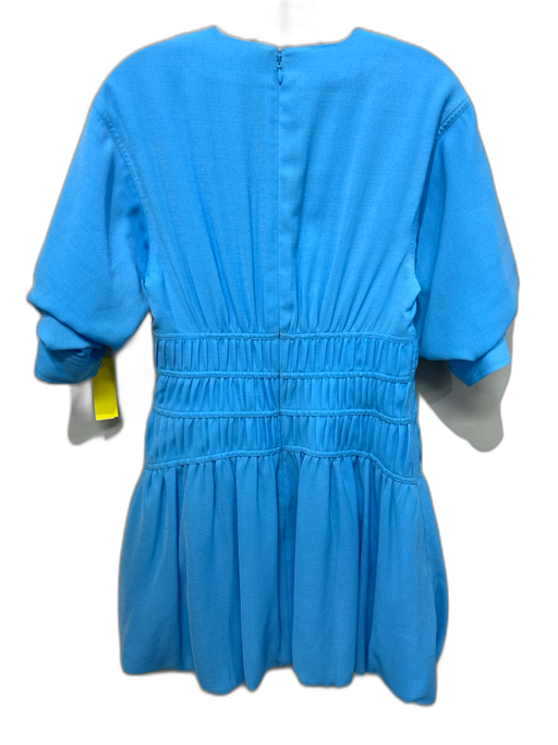 Jonathan Simkhai Size 4 Light Blue Polyester Half Puff Sleeve Split Neck Dress Light Blue / 4
