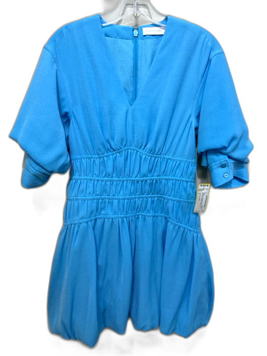 Jonathan Simkhai Size 4 Light Blue Polyester Half Puff Sleeve Split Neck Dress Light Blue / 4