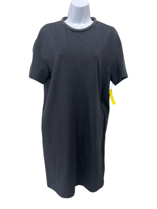 Brunello Cucinelli Size Small Dark Gray Cotton Blend Short Sleeve Monili Dress Dark Gray / Small