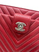Chanel Red Leather Caviar Chevron Turnlock Clutch Bag Red / Medium