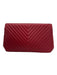 Chanel Red Leather Caviar Chevron Turnlock Clutch Bag Red / Medium