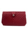 Chanel Red Leather Caviar Chevron Turnlock Clutch Bag Red / Medium