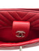 Chanel Red Leather Caviar Chevron Turnlock Clutch Bag Red / Medium