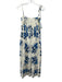 Alix of Bohemia Size S Cream & Blue Cotton Spaghetti Strap Floral Print Dress Cream & Blue / S
