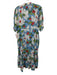 Banjanan Size XS Blue & Multi Cotton Floral 1/2 Puff Sleeve 1/2 Button Dress Blue & Multi / XS