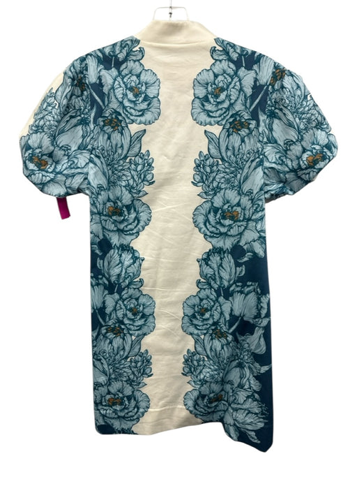 Mestiza New York Size XS Cream White & Blue Cotton Blend Floral Dress Cream White & Blue / XS