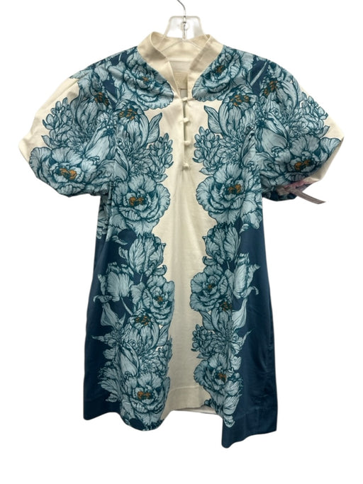 Mestiza New York Size XS Cream White & Blue Cotton Blend Floral Dress Cream White & Blue / XS
