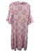 Temptation Positano Size S White & Pink Linen Geometric Floral Print Dress White & Pink / S