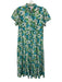 Victoria Dunn Size XS White, Blue & Green Cotton Floral Cap Sleeve Dress White, Blue & Green / XS