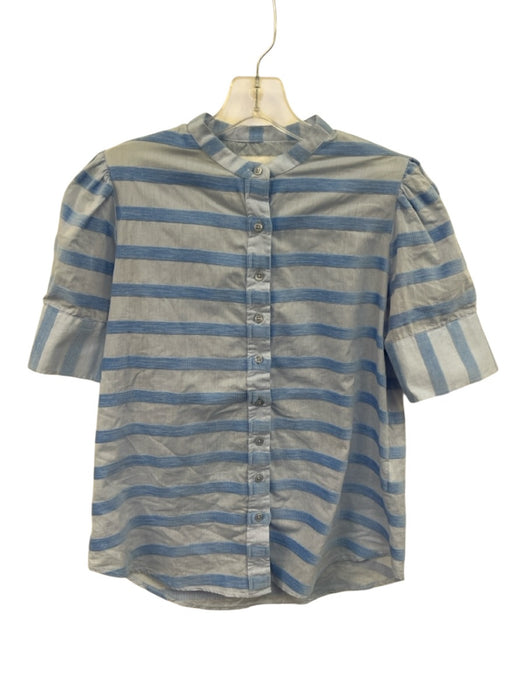 The Shirt Rochelle Behrens Size S Light Blue Cotton Short Puff Sleeve Top Light Blue / S