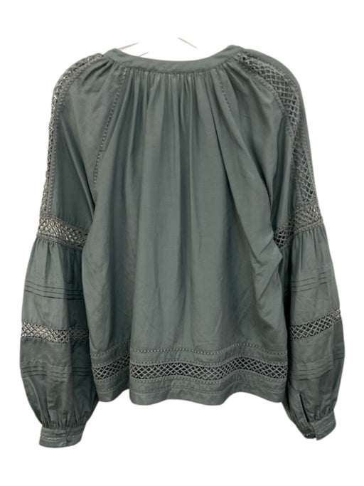 Marie Oliver Size M Sage green Cotton & Silk Long puff sleeve Crochet Lace Top Sage green / M