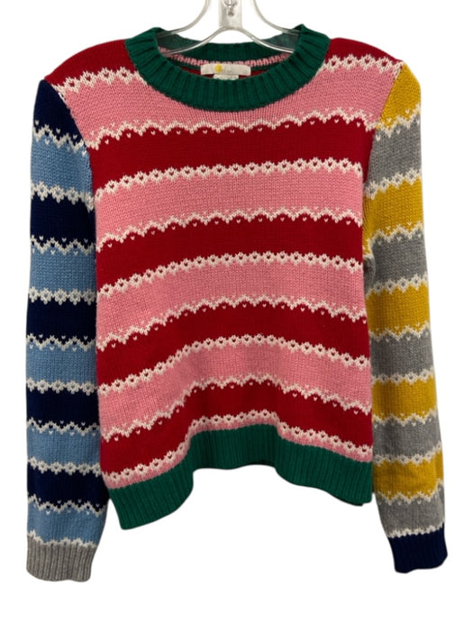 Boden Size 8 Pink, White & Multi Polyamide Blend Knit Striped Ribbed Hem Sweater Pink, White & Multi / 8
