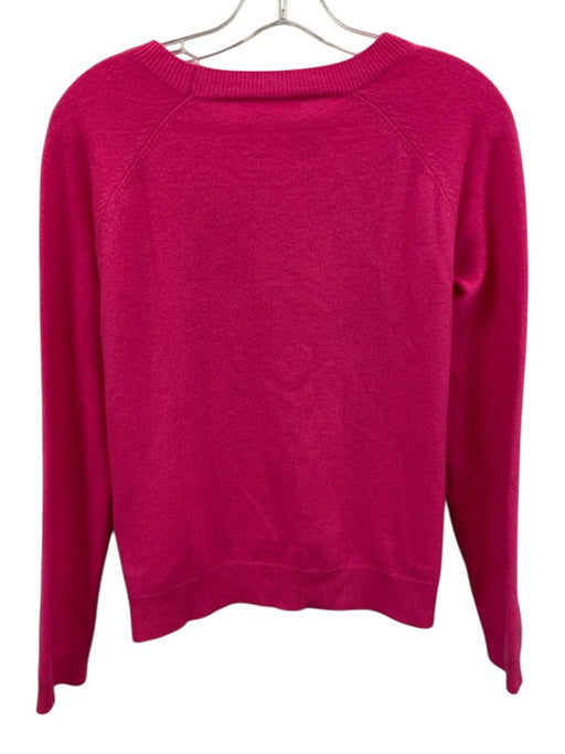 Majestic Filatures Size 2 Neon Pink Cashmere Knit Long Sleeve Ribbed Hem Sweater Neon Pink / 2