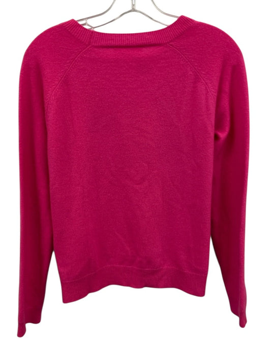 Majestic Filatures Size 2 Neon Pink Cashmere Knit Long Sleeve Ribbed Hem Sweater Neon Pink / 2