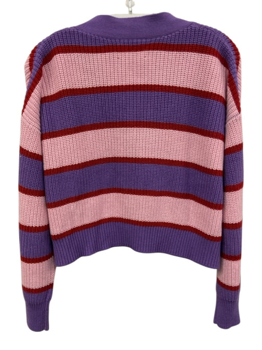 XiRENA Size XS Pink, Purple & Red Cotton & Cashmere Ribbed Knit Striped Sweater Pink, Purple & Red / XS
