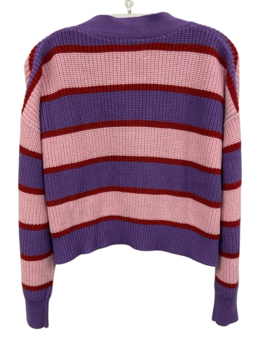 XiRENA Size XS Pink, Purple & Red Cotton & Cashmere Ribbed Knit Striped Sweater Pink, Purple & Red / XS