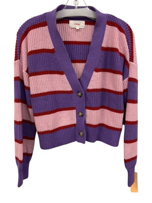 XiRENA Size XS Pink, Purple & Red Cotton & Cashmere Ribbed Knit Striped Sweater Pink, Purple & Red / XS