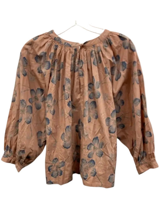 The Great Size 1 Pink & blue Cotton Floral Long Balloon Sleeve Gathered Neck Top Pink & blue / 1