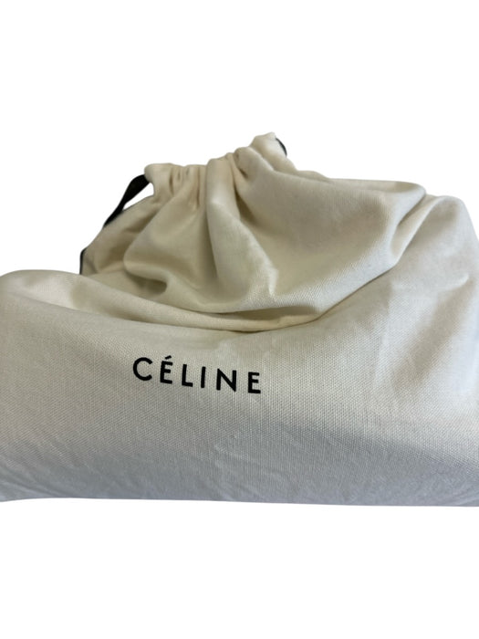 Celine Dark Brown Leather Top Handle Zip Pocket Multiple Compartments Hand Bag Dark Brown