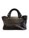 Celine Dark Brown Leather Top Handle Zip Pocket Multiple Compartments Hand Bag Dark Brown