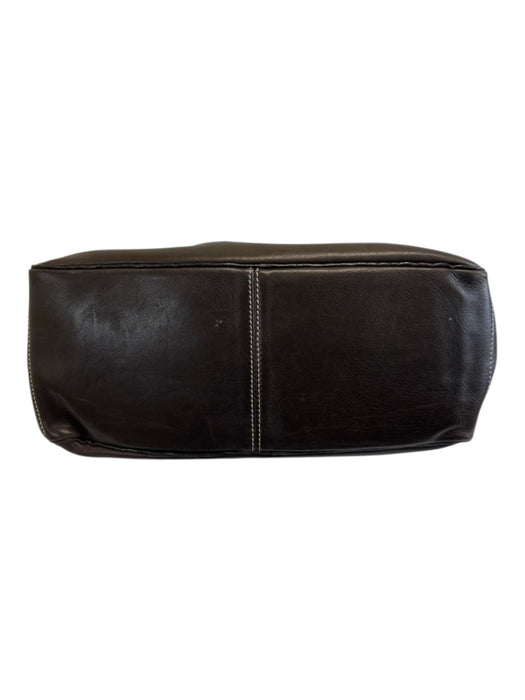 Celine Dark Brown Leather Top Handle Zip Pocket Multiple Compartments Hand Bag Dark Brown