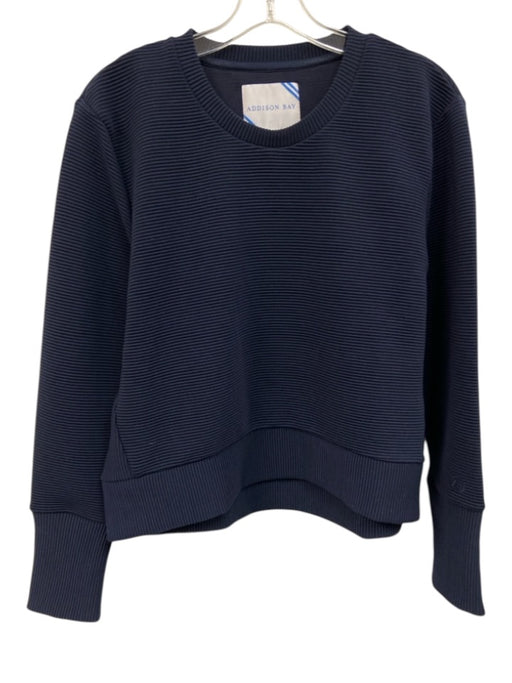 Addison Bay Size Small Navy Blue Long Sleeve Ribbed Logo Embroidery Sweater Navy Blue / Small